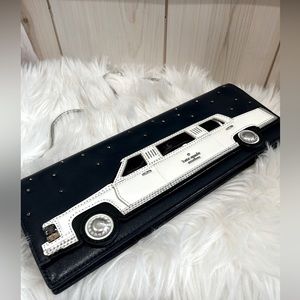 Kate Spade navy blue leather Limo Clutch/Shoulder Bag